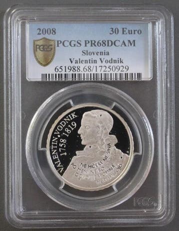 Slovenie Slowenien – Km 76 – 30 Euro 2008 – Valentin V, Postzegels en Munten, Munten | Europa | Euromunten, Verzenden