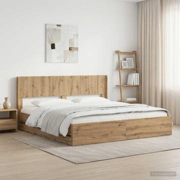 vidaXL Bedframe met opbergruimte en hoofdbord Artisan Oak, Bruin, Verzenden, Hout, Nieuw