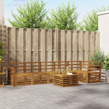 vidaXL Hoekbank Set 7 pcs Naturel Massief Acaciahout, Verzenden, Nieuw