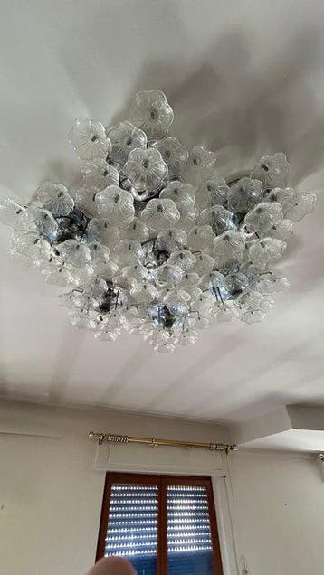Spoetnik plafondlamp - Glas, Chroom, Antiek en Kunst, Antiek | Lampen