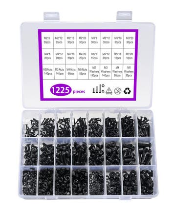 Zwarte boutjes en moertjes (M2, M3, M4, M5, 1225 stuks), Ophalen of Verzenden, Nieuw