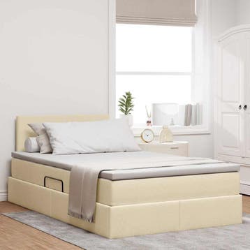 vidaXL Opbergbed met matras met hoofdeinde Crème 120 x 200, Verzenden, Nieuw, Crème