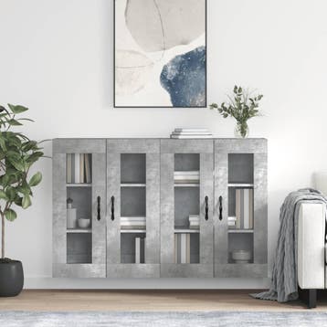 vidaXL Hangkasten 2 st bewerkt hout betongrijs, Minder dan 50 cm, Verzenden, Nieuw, Minder dan 100 cm