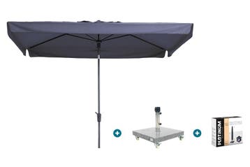 Madison Delos Luxe stokparasol 200x300 cm. - Safier blue met, Verzenden, Nieuw, Parasolvoet, Kantelbaar