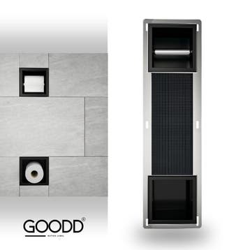 Toiletrolhouder - Reserverolhouder - inbouw - Zwart - Rvs, Ophalen of Verzenden, Nieuw, Rvs