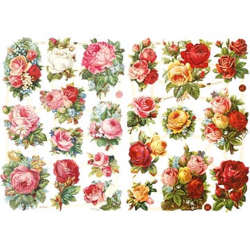 Vintage plaatjes, rozen, vel 16,5x23,5 cm, 2 vel/ 1 doos, Hobby en Vrije tijd, Nieuw