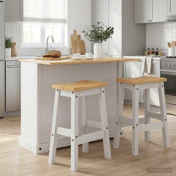vidaXL Keuken Eiland Set 3 st CORONA Wit en Honing Was, Verzenden, Nieuw, Wit