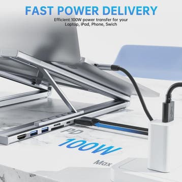 Verstelbare USB-C Laptop Stand met 7-in-1 Docking Station Hu, Verzenden, Nieuw