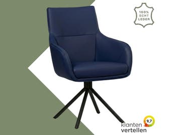 Leren draaibare eetkamerstoel Fancy - Toledo Kobalt (blauw), Nieuw, Leer, Ophalen of Verzenden, 90 cm of meer