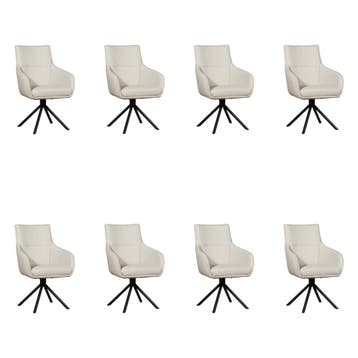 Set van 8 Leren draaibare eetkamerstoelen Fancy - Toledo, Ophalen of Verzenden, Nieuw, Leer