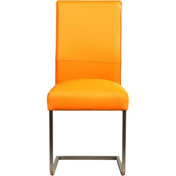 Leren eetkamerstoel Remix - Toledo Mandarin (oranje) -, Huis en Inrichting, Ophalen of Verzenden, Nieuw, Leer, Industrieel, Modern