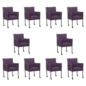 Set van 10 Leren eetkamerstoelen More - Toledo Aubergine, Ophalen of Verzenden, Nieuw, Leer, Vijf, Zes of meer stoelen