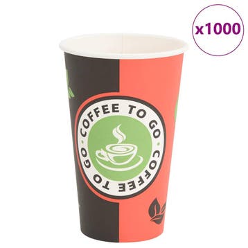 vidaXL Papieren koffiekopjes 1000 st 16oz 400 ml rood en, Verzenden, Nieuw
