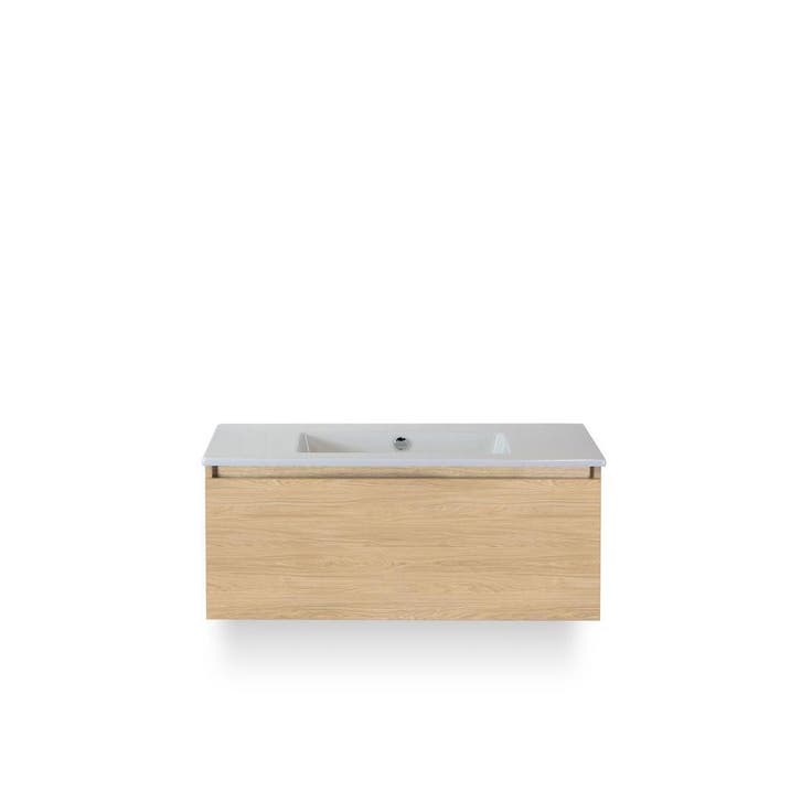 Frozen Badmeubelset 100 cm - Greeplijst in kleur - Casella, Huis en Inrichting, Badkamer | Badkamermeubels, Ophalen of Verzenden