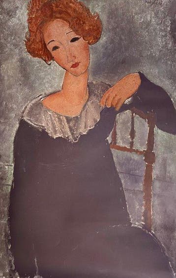 AMEDEO MODIGLIANI - “Woman with Red Hair, 1917”. Gesigneerd