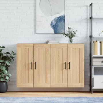 vidaXL Hangkasten 2 st bewerkt hout sonoma eikenkleurig, Verzenden, Nieuw, 50 tot 100 cm, Minder dan 100 cm