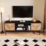 TV-meubel 150 cm – Zwart-hout lowboard met opbergvakken, Verzenden, Nieuw