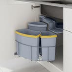 Inbouw prullenbak Kollby 3 bakken 2x12l 1x6l grijs [en.casa], Huis en Inrichting, Woonaccessoires | Prullenbakken, Verzenden, Nieuw