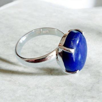 Ring met lapis lazuli. Gemonteerd op 925 zilver. Natuurlijke, Antiek en Kunst