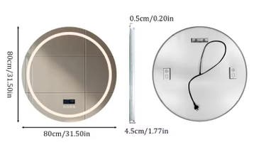 Ronde LED Badkamerspiegel 80 cm –Dimbaar, Anti-Fog en Blueto, Verzenden, Nieuw