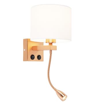 Art deco wandlamp koper met witte kap - Brescia, Verzenden, Nieuw