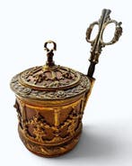 Doos - Messing, Leder - Victoriaanse Snaarendoos, Antiek en Kunst
