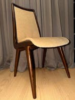 AWA - Goede Constructie - Bijzetstoel - Teak, Fluweel - Goed, Antiek en Kunst, Antiek | Meubels | Stoelen en Banken