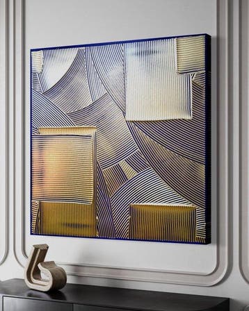 Sarah Schwarzl - Frequency DEEP SILVER ON COBALT (Frame, Antiek en Kunst