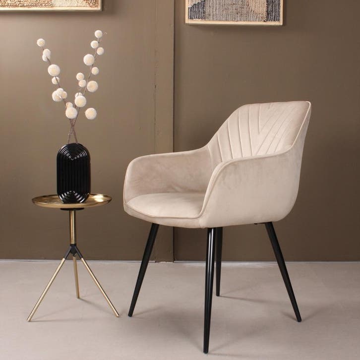 DS4U - Gaby eetkamerstoel - Set van 6 - Champagne - Velvet, Huis en Inrichting, Stoelen, Nieuw, Ophalen of Verzenden