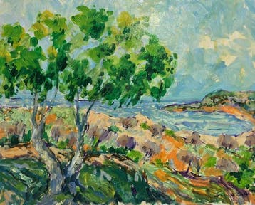 Lluís Domingo Abelló (1917-1993) - Pinos frente al mar - No, Antiek en Kunst, Kunst | Schilderijen | Modern