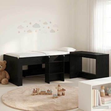 vidaXL Bedframe met Bureau 2 st Zwart eiken Bewerkt hout, Verzenden, Nieuw, Zwart, Hout