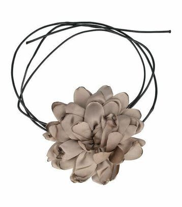 Haarband Bloem - Veter - Striklint - Taupe Grijs, Nieuw