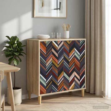 vidaXL Dressoir OMMEN Sonoma 69 x 33 x 75 cm Bewerkt hout, Verzenden, Nieuw, Overige houtsoorten, Minder dan 50 cm