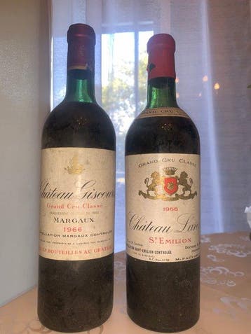 1966 Château Giscours & Chateau Laroze - Bordeaux, Margaux,, Verzamelen, Nieuw