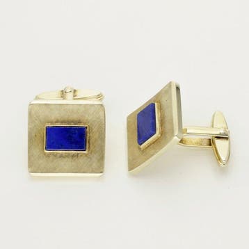 Manchetknopen - 14 karaat Geel goud - Lapis Lazuli