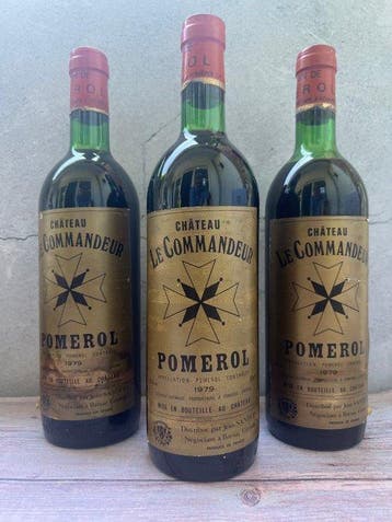 1979 Château Le Commandeur - Pomerol - 3 Flessen (0.75, Nieuw