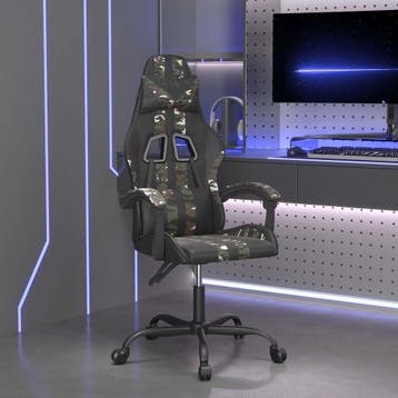 vidaXL Gamestoel draaibaar kunstleer zwart en camouflage, Verzenden, Nieuw, Groen