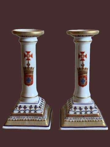 Manufatura Vista Alegre - Kaarsenhouder (2) - 24 kt goud -, Antiek en Kunst