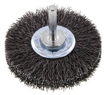 Staaldraad Gegolfde Ronde Staalborstel Diameter 70 mm/ As 6, Verzenden, Nieuw