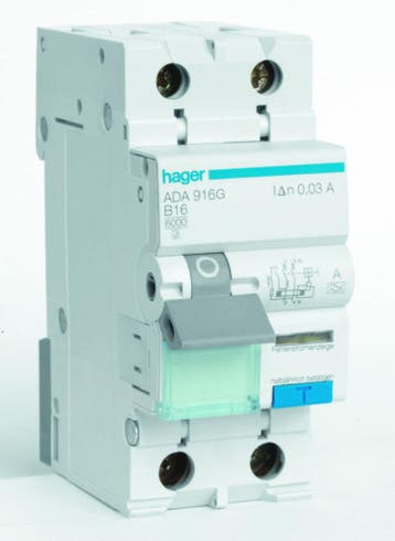 Hager aardlekautomaat / 2-polig, 30mA, B16A / ADA916G, Ophalen of Verzenden, Nieuw, Groepenkast