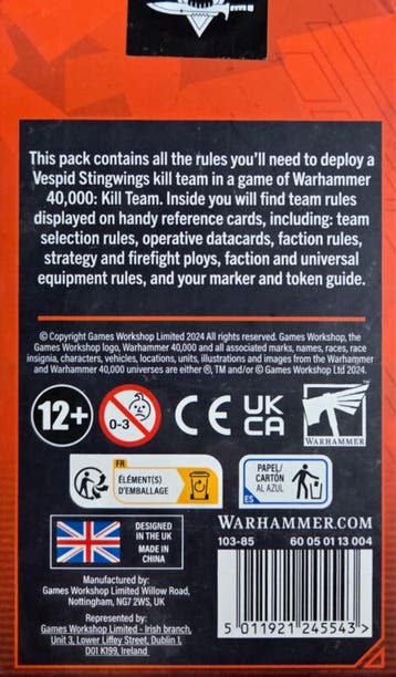Kill Team Vespid Stingwings datacards (Warhammer nieuw), Ophalen of Verzenden, Nieuw