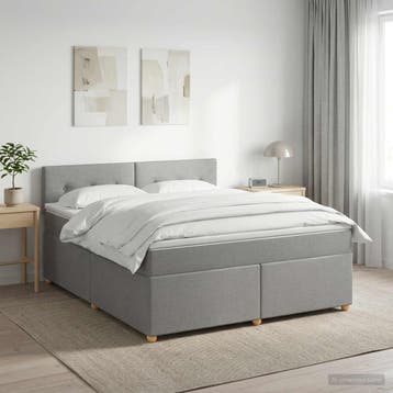 vidaXL Boxspringbed met matras Lichtgrijs 140 x 200 cm Stof, Verzenden, Nieuw