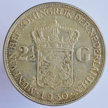 Nederland. Wilhelmina. 2 1/2 Gulden 1930 (Zonder