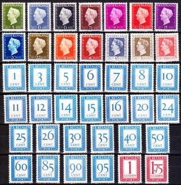 Nederland 1947/1958 - Complete serie Wilhelmina Hartz en, Gestempeld
