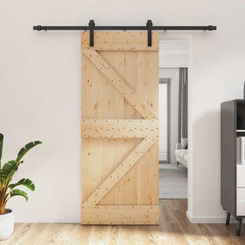 vidaXL Schuifdeur 85 x 210 cm Massief Grenenhout, Verzenden, Nieuw