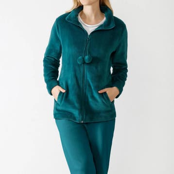 Hajo Nicky fleece huispak (petrol - 42), Kleding | Dames, Verzenden, Groen, BH