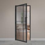 Stalen deur met kozijn zwart binnendeur - Kant en klaar, 80 tot 100 cm, Binnendeur, Nieuw, Schuifdeur