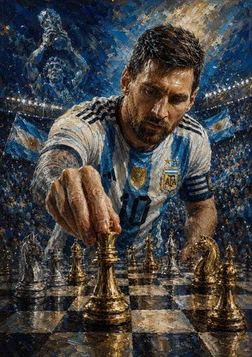 Shayer - Messi – Checkmate for Argentina - XL - 60x80cm -, Nieuw