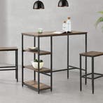 Bartafel Växjö met 3 planken 109x60x100 cm zwart houtkleurig, Huis en Inrichting, Tafels | Statafels, Verzenden, Nieuw