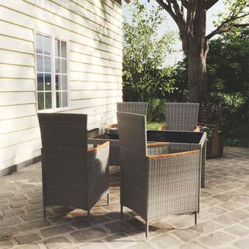 vidaXL 5-delige Tuinset met kussens poly rattan grijs, Tuin en Terras, Verzenden, Nieuw, 4 zitplaatsen, Tuinset